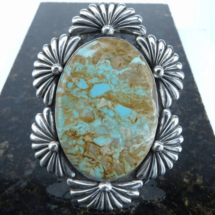 7" Vintage Sterling Royston Turquoise Jacob Troncosa San Felipe Cuff Bracelet - Estate Fresh Austin