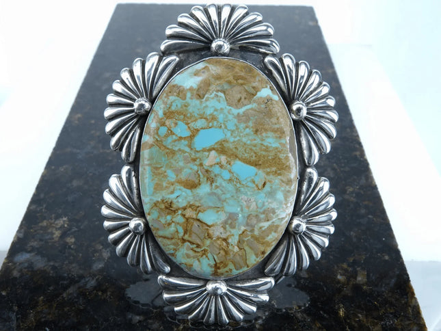 7" Vintage Sterling Royston Turquoise Jacob Troncosa San Felipe Cuff Bracelet - Estate Fresh Austin