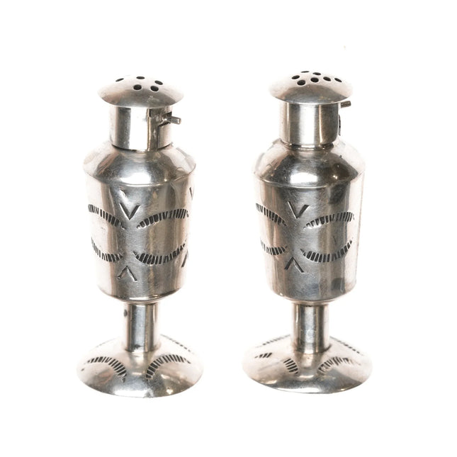 Vintage Navajo Sterling salt and pepper shakers - Estate Fresh Austin