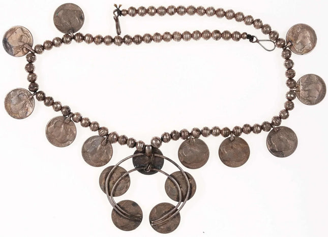 Vintage Navajo Sterling silver Buffalo Nickel Squash Blossom necklace - Estate Fresh Austin
