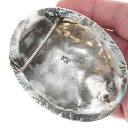 Vintage Navajo sterling turquoise and coral belt buckle - Estate Fresh Austin