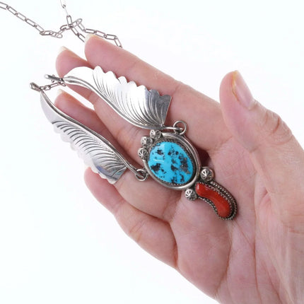 Vintage Navajo Sterling turquoise and coral necklace - Estate Fresh Austin