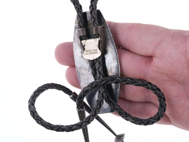 Vintage Navajo Sterling turquoise and coral snake bolo tie - Estate Fresh Austin