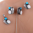 Vintage Navajo Sterling, turquoise and shell earrings, pendant, and stickpin - Estate Fresh Austin