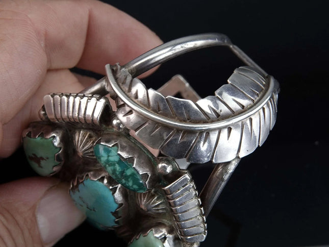 6.75" Vintage Navajo Sterling turquoise nugget cuff bracelet f - Estate Fresh Austin
