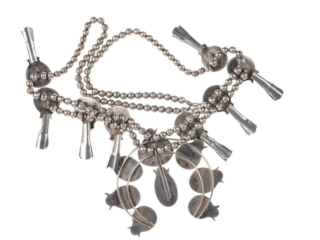 Vintage Navajo Sterling turquoise squash blossom necklace - Estate Fresh Austin