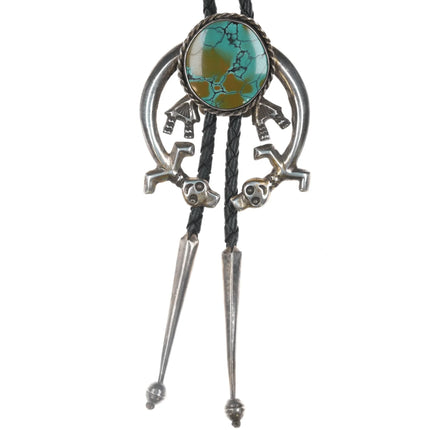 Vintage Navajo Sterling Yei Naja Bolo tie with turquoise - Estate Fresh Austin