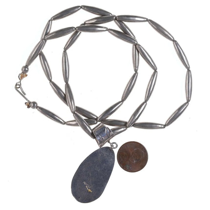 Vintage Navajo Sterling silver/turquoise beaded necklace/pendant - Estate Fresh Austin