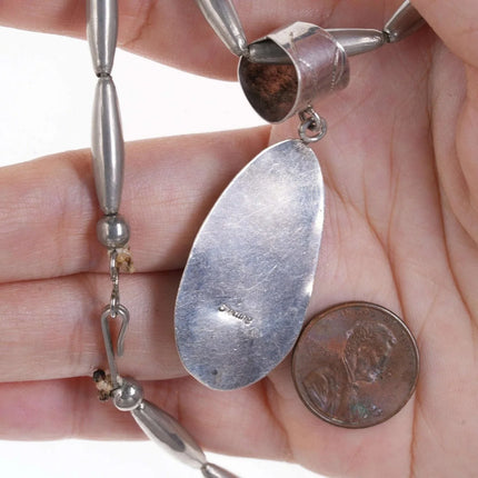 Vintage Navajo Sterling silver/turquoise beaded necklace/pendant - Estate Fresh Austin