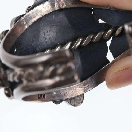 6.375" Vintage Navajo Sterling/turquoise cluster cuff bracelet - Estate Fresh Austin