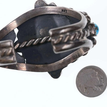 6.375" Vintage Navajo Sterling/turquoise cluster cuff bracelet - Estate Fresh Austin