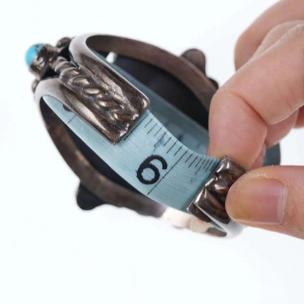 6.375" Vintage Navajo Sterling/turquoise cluster cuff bracelet - Estate Fresh Austin