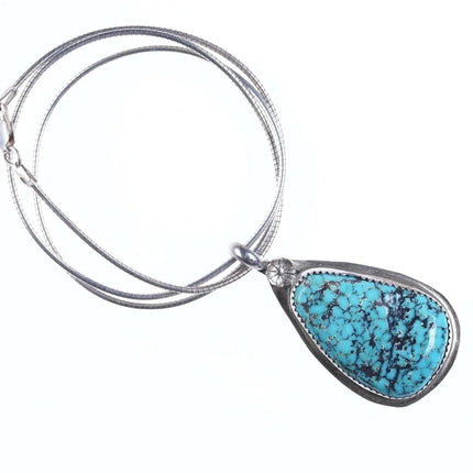 Vintage Navajo sterling/turquoise pendant on 18" necklace - Estate Fresh Austin