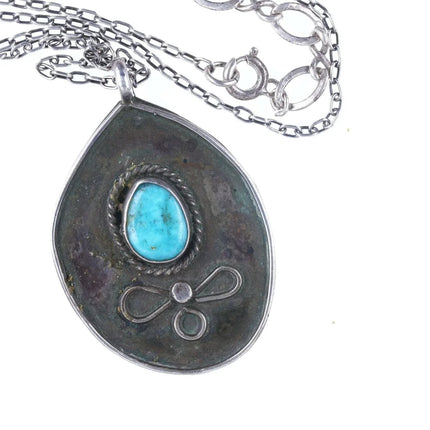 Vintage Navajo Sterling silver/turquoise pendant with necklace - Estate Fresh Austin