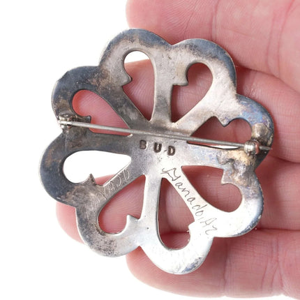 Vintage Navajo Sterling/turquoise Tufa Cast pin - Estate Fresh Austin