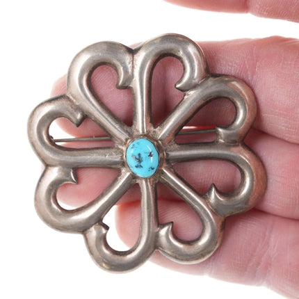 Vintage Navajo Sterling/turquoise Tufa Cast pin - Estate Fresh Austin