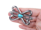 Vintage Navajo Tufa cast silver and turquoise pendant/pin - Estate Fresh Austin