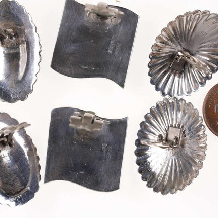Vintage Navajo/Zuni Sterling Clip On Earring Lot 3 pairs - Estate Fresh Austin