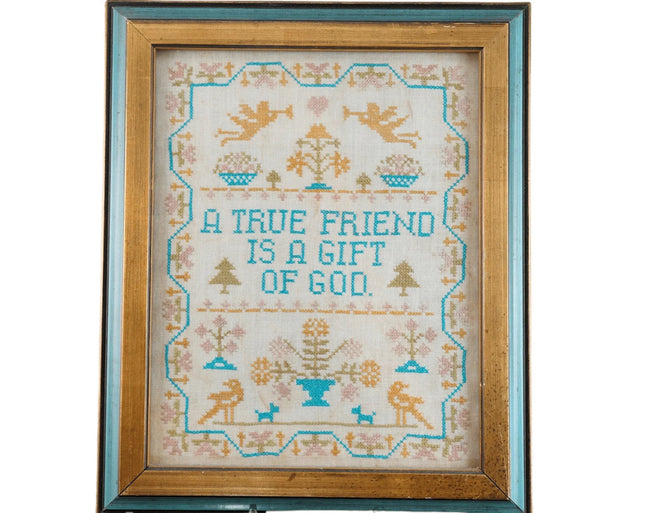 Vintage Needlepoint "A true Friend is A Gift From " - Estate Fresh Austin