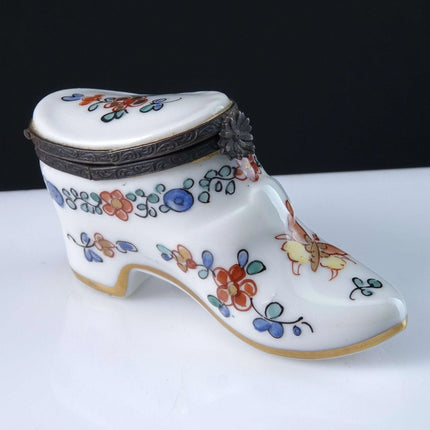 Vintage Neiman Marcus Limoges Hand Painted Trinket box shaped like a shoe - Estate Fresh Austin