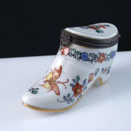Vintage Neiman Marcus Limoges Hand Painted Trinket box shaped like a shoe - Estate Fresh Austin