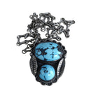 Vintage Old Pawn Sterling and Persian Turquoise Necklace and Pendant - Estate Fresh Austin