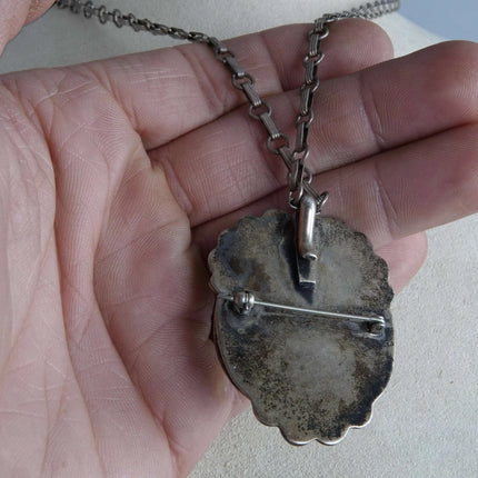 Vintage Old Pawn Sterling and Persian Turquoise Necklace and Pendant - Estate Fresh Austin