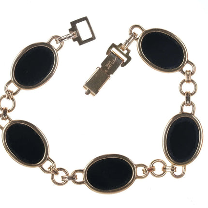 Vintage Onyx gold filled link bracelet - Estate Fresh Austin