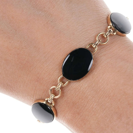 Vintage Onyx gold filled link bracelet - Estate Fresh Austin