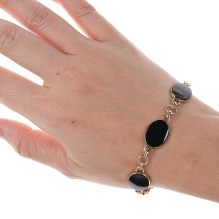 Vintage Onyx gold filled link bracelet - Estate Fresh Austin