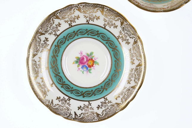 Vintage Paragon Roses bouquet green with gold scrolls Teacup and saucer - Estate Fresh Austin