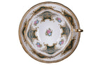 Vintage Paragon Teacup and saucer pink roses blue flowers grn border - Estate Fresh Austin