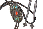 Vintage pawn Navajo Sterling/turquoise/coral bolo - Estate Fresh Austin