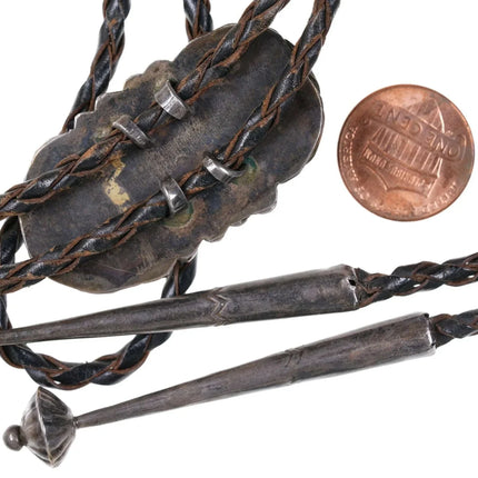 Vintage pawn Navajo Sterling/turquoise/coral bolo - Estate Fresh Austin