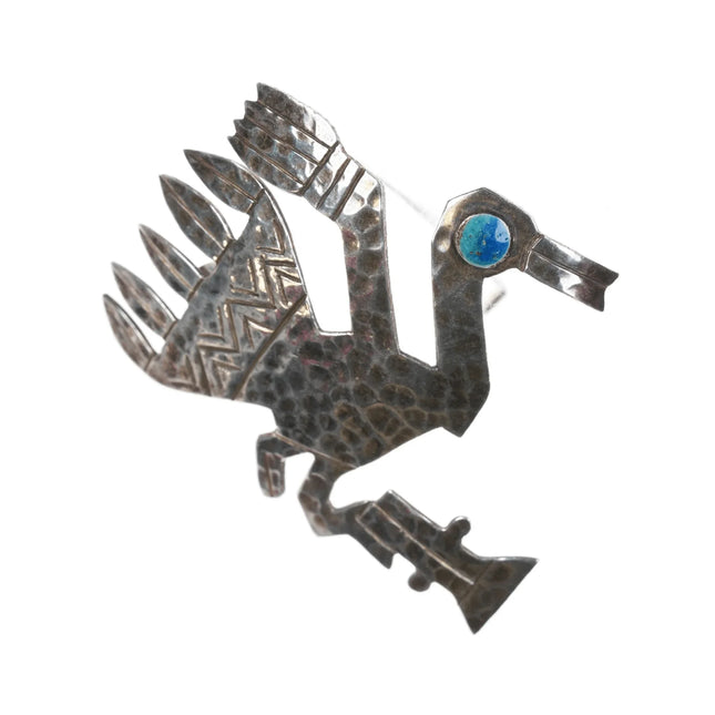Vintage Peruvian Hammered Sterling Dodo Bird pin with enamel eye - Estate Fresh Austin