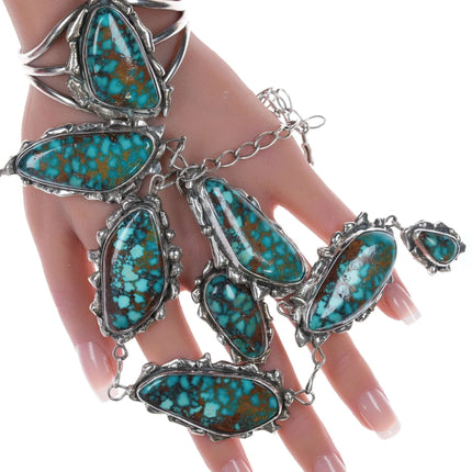 6.12" Vintage Pilot Mountain Turquoise Native American Sterling Cuff Bracelet, Ring, a - Estate Fresh Austin