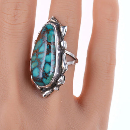 6.12" Vintage Pilot Mountain Turquoise Native American Sterling Cuff Bracelet, Ring, a - Estate Fresh Austin