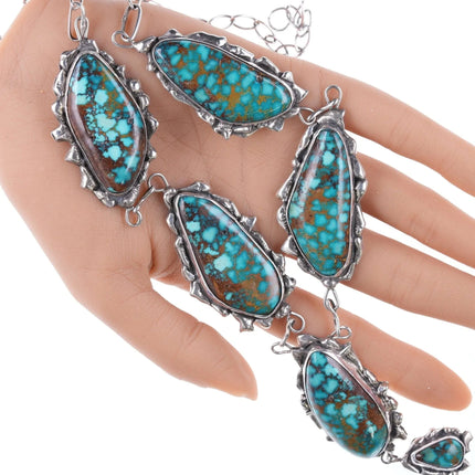 6.12" Vintage Pilot Mountain Turquoise Native American Sterling Cuff Bracelet, Ring, a - Estate Fresh Austin