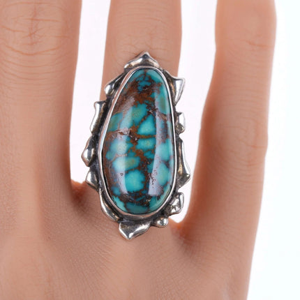 6.12" Vintage Pilot Mountain Turquoise Native American Sterling Cuff Bracelet, Ring, a - Estate Fresh Austin