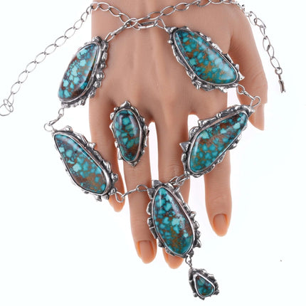 6.12" Vintage Pilot Mountain Turquoise Native American Sterling Cuff Bracelet, Ring, a - Estate Fresh Austin