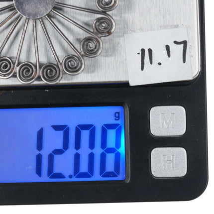 Vintage Pueblo Native American twisted silver wire turquoise pin - Estate Fresh Austin