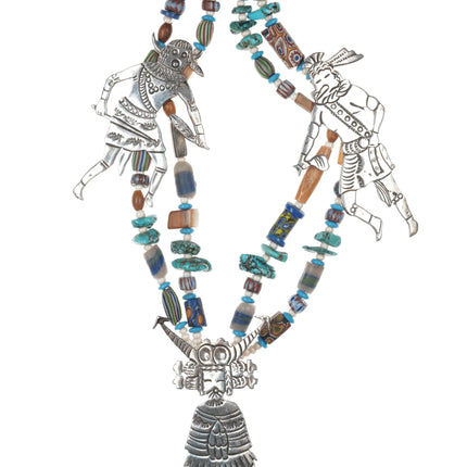 Vintage Redhawk Hopi sterling and handmade beaded necklace - Estate Fresh Austin