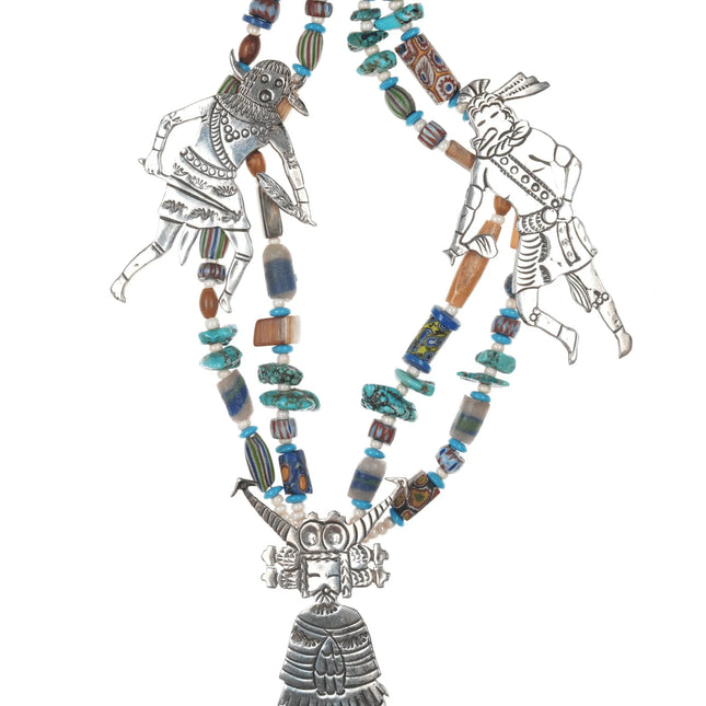 Vintage Redhawk Hopi sterling and handmade beaded necklace - Estate Fresh Austin