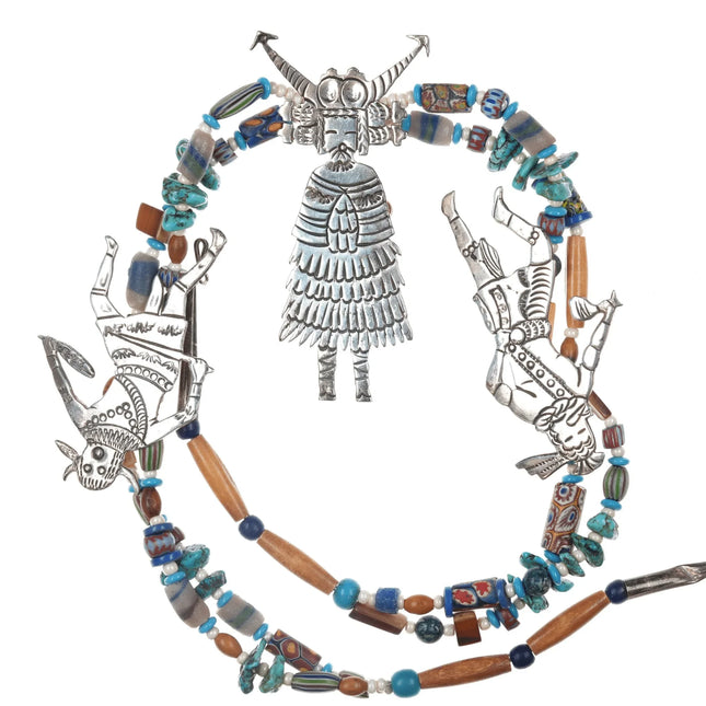 Vintage Redhawk Hopi sterling and handmade beaded necklace - Estate Fresh Austin