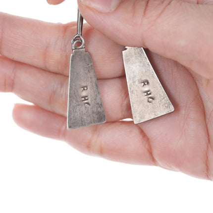 Vintage RHC Zuni Silver and Turquoise Fishscale channel inlay bolo tie - Estate Fresh Austin