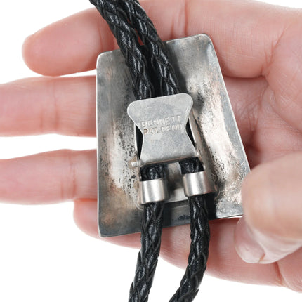 Vintage RHC Zuni Silver and Turquoise Fishscale channel inlay bolo tie - Estate Fresh Austin