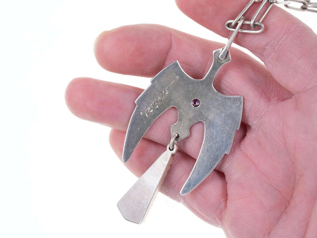 Vintage Richard Tsosie Navajo Tufa Cast Sterling Bird Necklace/Pendant - Estate Fresh Austin