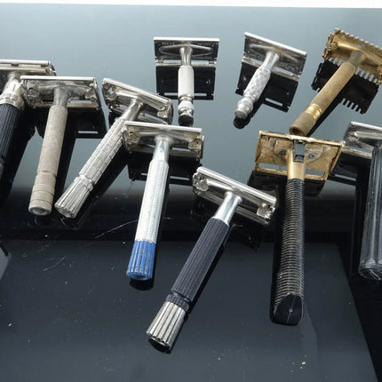 vintage Safety Razor Collection Gillette Black Beauty Adjustable Gem and more - Estate Fresh Austin
