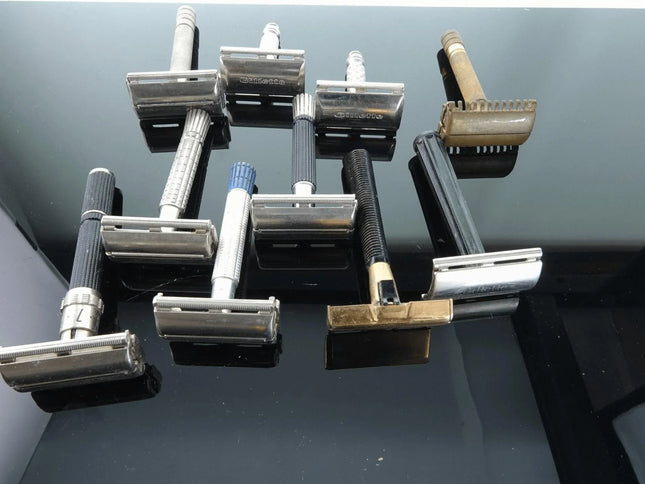 vintage Safety Razor Collection Gillette Black Beauty Adjustable Gem and more - Estate Fresh Austin