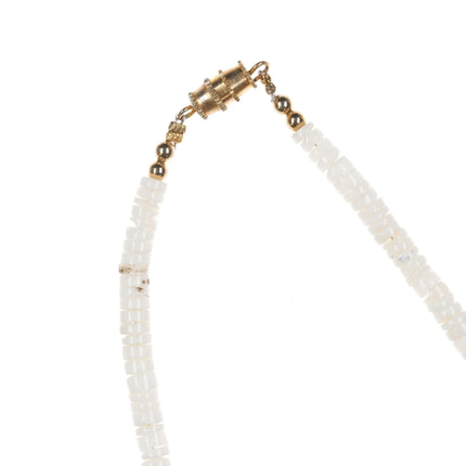 Vintage Santo domingo Heishi necklace, shell, Jet, brass - Estate Fresh Austin